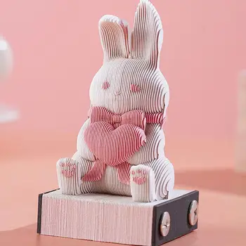 3D Бележник Сладък Бъни Notes Куб Rabbit Memo Pad Хартиени бележки Kawaii 3D Art Hary Custom Block Note Подарък на приятел за Рожден Ден