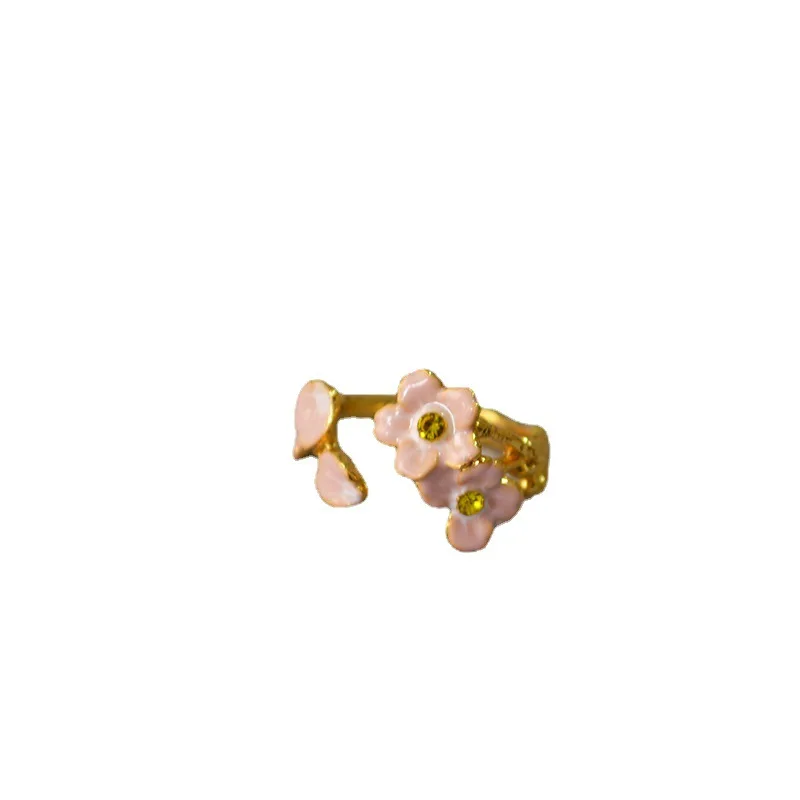 Японски пасторальный стил, на пролетта и лятото новата розова глазура, емайл, черешов цвят, сладко отворено регулируем пръстен, пръстен на показалеца - 4