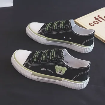 Парусиновая обувки Little Bear Дамски 2023 Нова Студентски универсална обувки за настолни игри Ежедневни обувки с ниски берцем Дишащи спортни обувки, маратонки