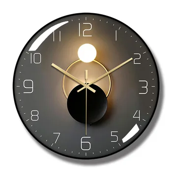 12-инчов ултра-тънки стъклени часовници с изпъкнала дизайн и безшумни стенен часовник в хола, творческа съвременно стенно изкуство, домашни стенен часовник