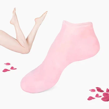 1 чифт силиконови овлажнители гелевых чорапи за софия, ексфолиращи и превенция на сухо, Подмладяване на кожата на краката, Еластичен чорап за грижа за краката