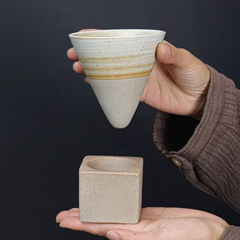 Керамични чашата за кафе в стил ретро, Чаена чаша от груба керамика, Японски, лате, във формата на цвете, Порцелан, Домакински, Нова